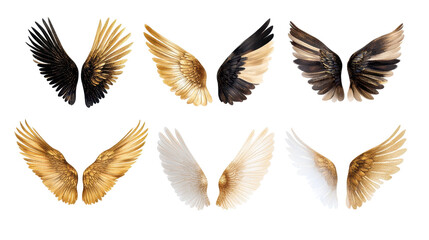 Obraz premium Elegant collection of beautiful bird wings. transparent background