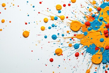 Fototapeta premium Vibrant paint splashes action art studio abstract content creative environment close-up view colorful expression for impact