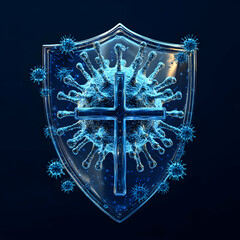 Fototapeta premium 3D Illustration - Coronavirus Shield Faith Protection
