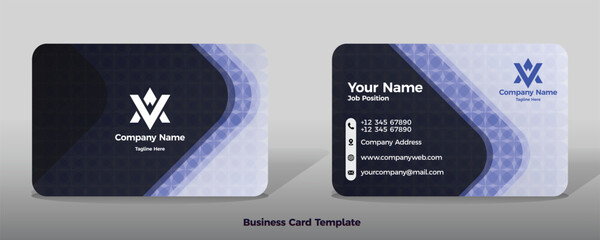 Business card for industry with dark blue color and pattern background