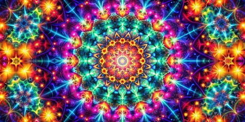 Colorful kaleidoscope abstract background with glowing and vibrant patterns, Colorful, kaleidoscope, abstract, background