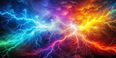 Fototapeta premium Colorful abstract background with lightning and smoke effects, colorful, abstract, background, lightning, smoke, effect