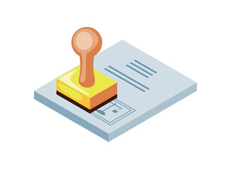 legal documents and stamp isometric