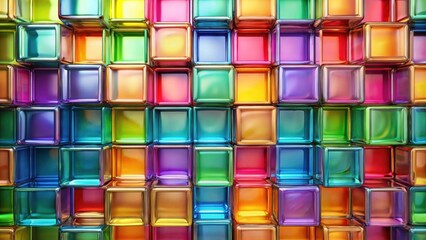 Colorful glass squares abstract background, render, abstract, geometric, translucent, glass, colorful, gradient, flat shapes