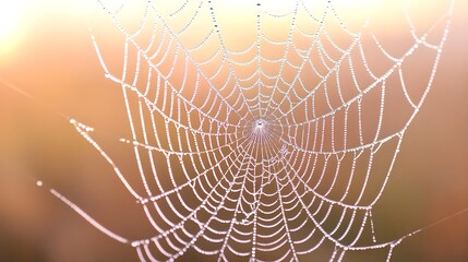 Dewy Spider Web Close Up