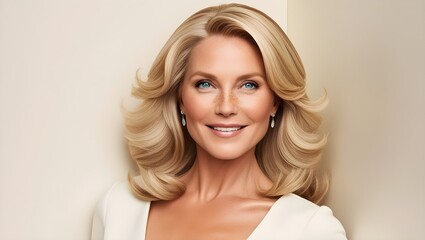 Fototapeta premium A stunning blonde woman in her 40s
