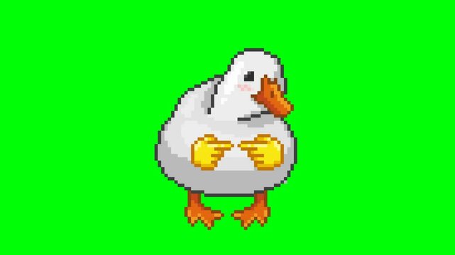 Shy goose, pixel art meme animation 