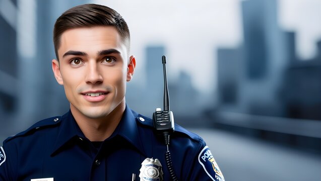 Portrait of a young police officer likely