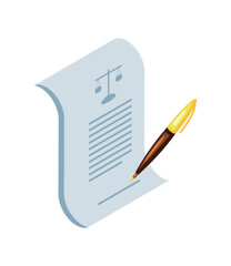 legal document signature isometric