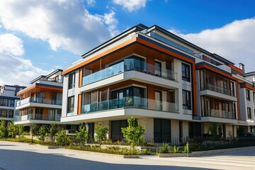 Fototapeta premium Modern apartment complex with balconies.