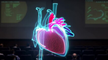 Holographic Human Heart Presentation in Auditorium - Powered by Adobe