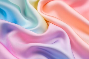 Obraz premium A close-up of a colorful, smooth, satin fabric with soft, flowing waves.