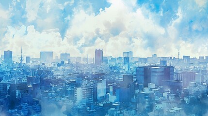 東京の都市景観の水彩画20