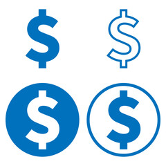 ドル記号のアイコンセット 青