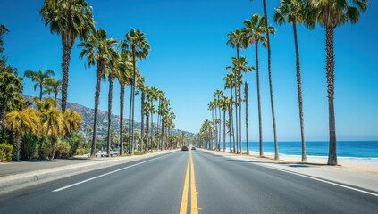 Fototapeta premium Scenic Coastal Highway with Palm Trees