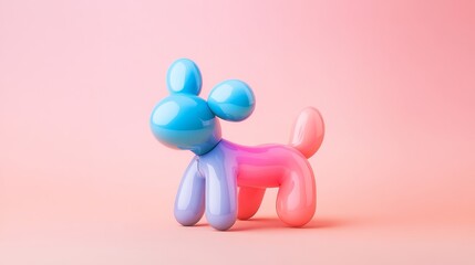 A whimsical balloon animal shaped like a dog, set against a soft pastel background for a playful and lighthearted scene.