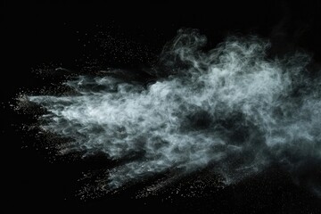 Abstract powder or smoke effect isolated on black background