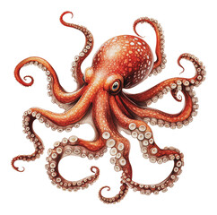 Obraz premium PNG Colorful octopus swimming in the ocean waters