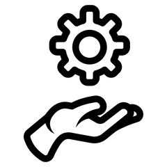 hand holding gear setting icon