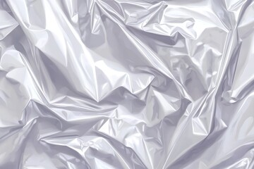 Obraz premium Abstract background of white wrinkled plastic, glossy, textured, crumpled, reflective, light, bright, surface, elegant, modern, minimalist, simple, abstract, material, background, wallpaper, banner.