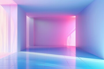 Abstract studio room, pastel gradient blue background