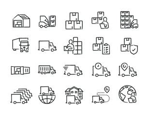 Logistic hand drawn doodle sketch style line icons