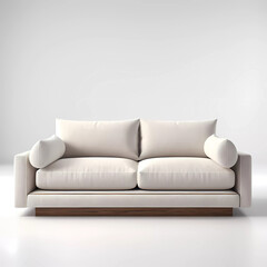Modern Minimalist White Sofa in Bright Living Room
