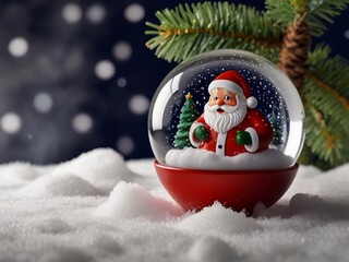 Santa Claus, Sparkling Snow Crystal Ball with Christmas 