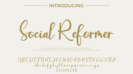 Social Reformer Font Stylish brush painted an uppercase vector letters, alphabet, typeface