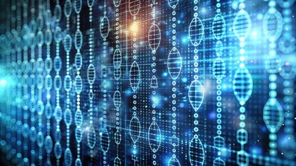 Naklejka premium Exploring the intricate patterns and sequences of genetic code , genetics, DNA, research, science, laboratory