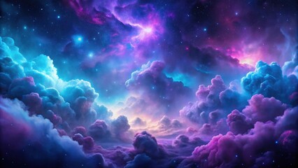 Fototapeta premium Abstract purple blue cosmic clouds on dark background, cosmic, clouds, abstract, purple, blue, dark, space