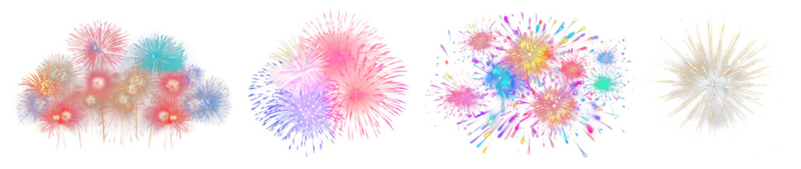 Celebration firework png cut out element set