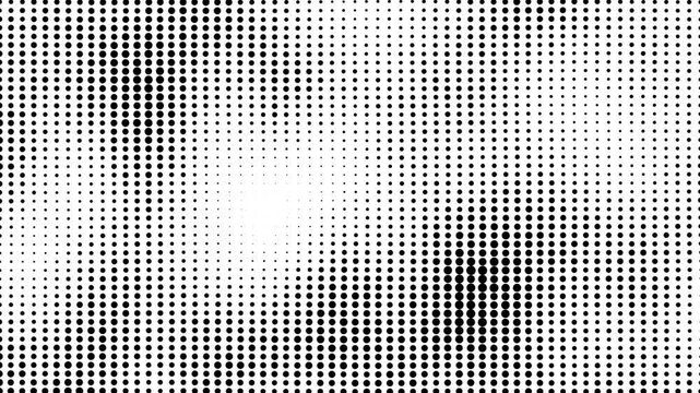 Abstract black halftone fade dots motion background. Abstract colorful polka dot pattern animation white background. Moving sphere dots seamless loop