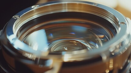 Close-up of a camera lens with a shallow depth of field.