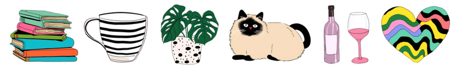 Lifestyle item illustration png cut out element set