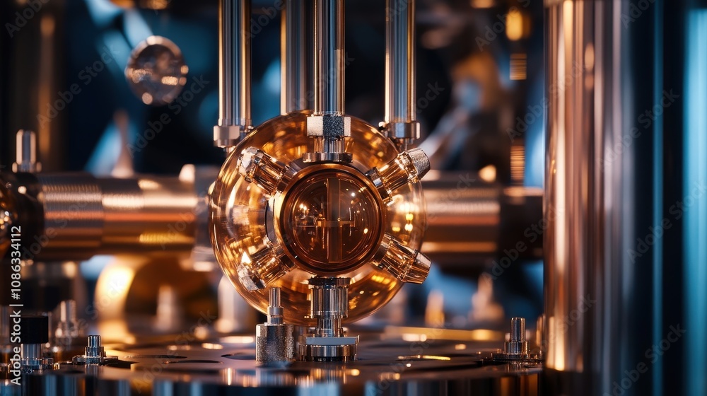 Poster quantum cryptography interface, highlighting the security potential in a quantum system to protect d