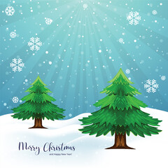 Merry christmas landscape new year card background