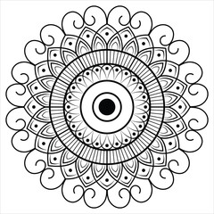 Elegant Line Art Floral Mandala Pattern Minimalist Design for Meditation ,Decoration,yoga ,henna,coloring page,boho mandala,vector art.