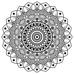 Elegant Line Art Floral Mandala Pattern Minimalist Design for Meditation ,Decoration,yoga ,henna,coloring page,boho mandala,vector art.