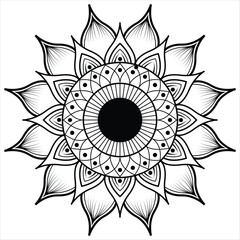 Elegant Line Art Floral Mandala Pattern Minimalist Design for Meditation ,Decoration,yoga ,henna,coloring page,boho mandala,vector art.