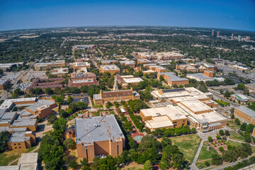 Aerial View of a large Public University in Denton, Texas