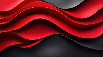 Abstract design featuring flowing red and black waves.