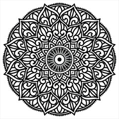 Elegant Rounded Floral Mandala Art for Yoga, Meditation, and Decorative Designs – Vector Illustration