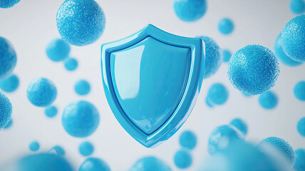 3D shield icon representing protection against bacteria in vibrant blue color