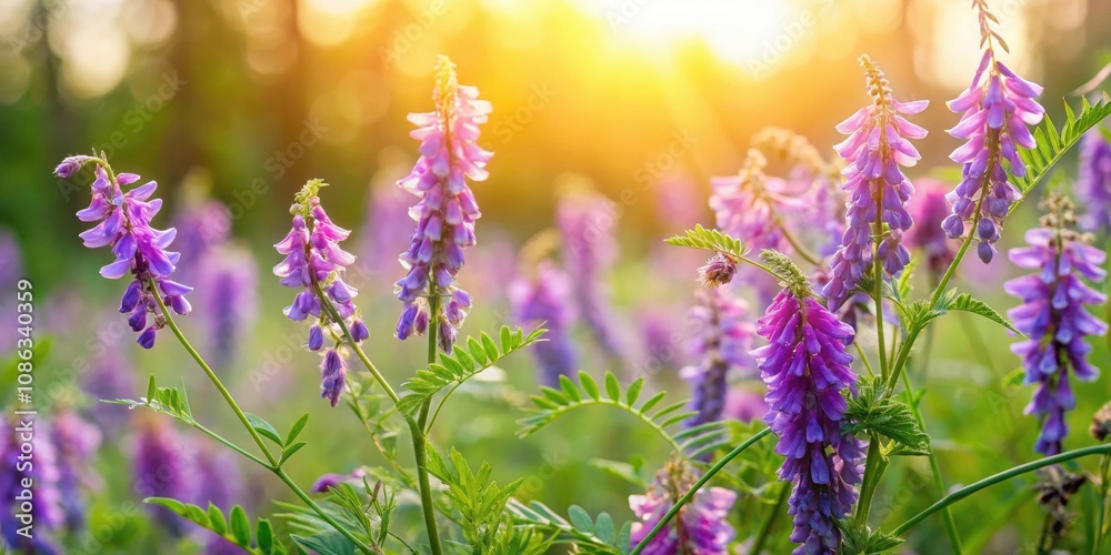 Wall mural Blooming Vicia cracca on a summer sunny day , Vicia cracca, blooming, flowers, sunny, summer, nature, plant, wildflower, beauty