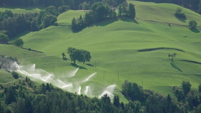 A working irrigation system on part of a mountain meadow