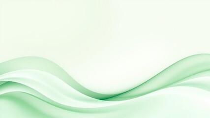 Obraz premium A soothing abstract green and white wave pattern on a subtle gradient background, Seaside Landscape, Calming Ocean