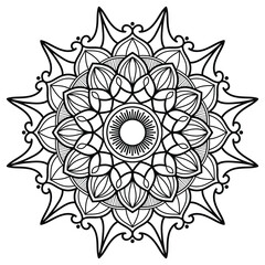 Elegant Line Art Floral Mandala Pattern Minimalist Design for Meditation ,Decoration,yoga ,henna,coloring page,boho mandala,vector art.