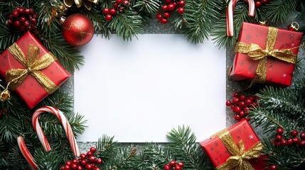 Blank Christmas Card Mockup on Holiday Background,
