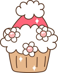 Groovy Retro CupCake Cartoon Illustration